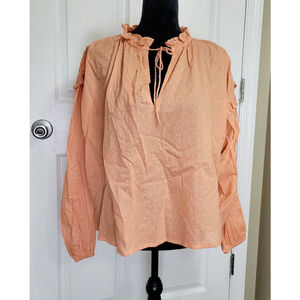 Cleobella Evereve Phoenix Pink Swiss Dot Dobby Ruffle Blouse Size Small NWT